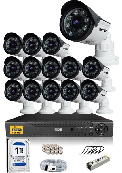 14 Kameralı Set - 5 Mp Sony Lensli Full HD Gece Görüşlü Güvenlik Kamerası Sistemi - Cepten Izle