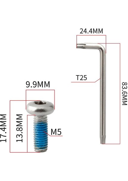 12X Bisiklet Disk Fren Cıvataları Rotortorx Kafa Cıvata M5 X10 T25 Break Vidalar ve Anahtarı(Yurt Dışından)