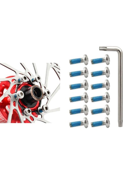 12X Bisiklet Disk Fren Cıvataları Rotortorx Kafa Cıvata M5 X10 T25 Break Vidalar ve Anahtarı(Yurt Dışından)