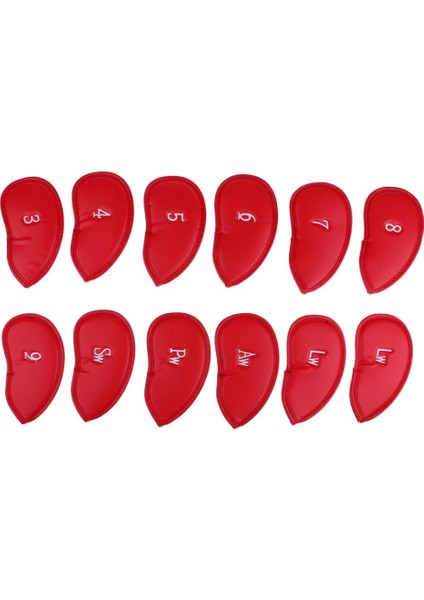 12 Adet / Takım Pu Golf Kulübü Demir Kafa Örtüsü Başkanı Değiştirme - Evrensel Fit Kırmızı