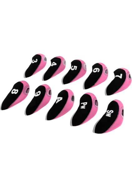 10 Adet / Paket Neopren Golf Kulübü Başkanı Kama Demir Koruyucu Demir Kapakları Siyah + Pembe Kapakları