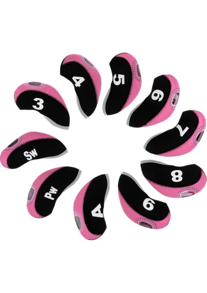 10 Adet / Paket Neopren Golf Kulübü Başkanı Kama Demir Koruyucu Demir Kapakları Siyah + Pembe Kapakları fiyatları