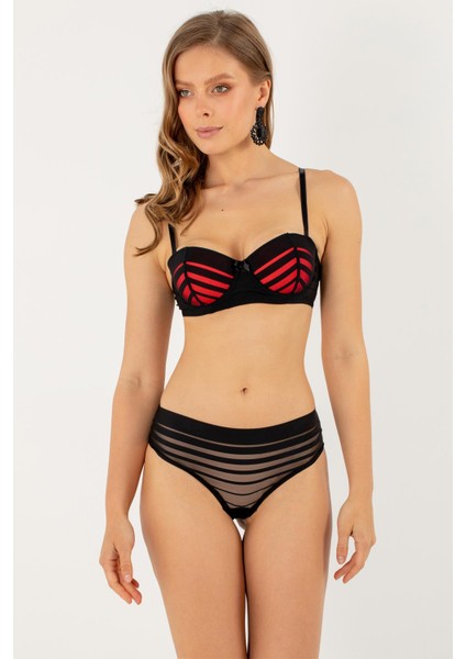 Push-Up Dolgulu Straplez Sütyen Takım