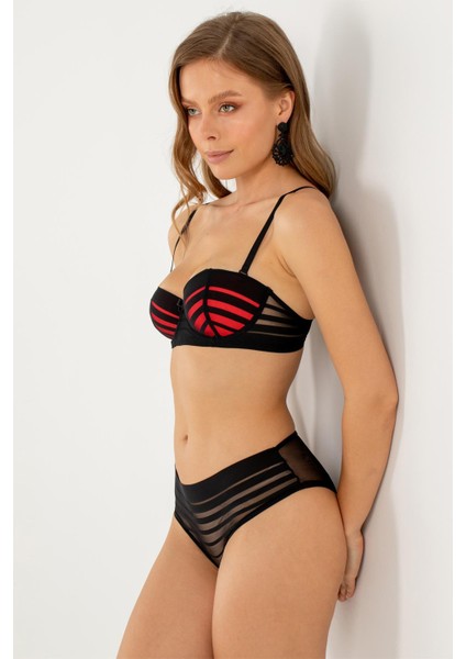 Push-Up Dolgulu Straplez Sütyen Takım