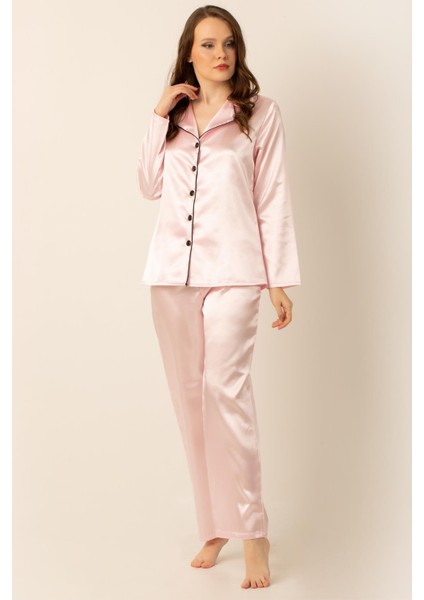 Uzun Kollu Saten Pijama Takımı modelleri