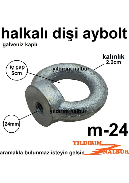 2 Adet Aybolt M24 Halka Civata Dişi Çekme Halkası Mapa Büyük Boy Çeki Halkası Metrik 24 Duble Boy fiyatları