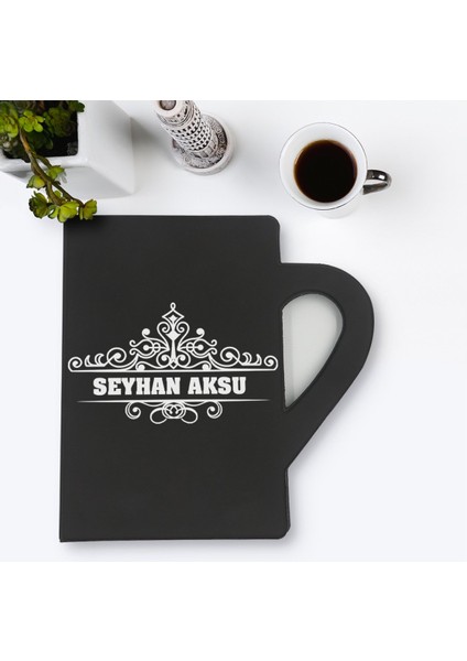 Kişiye Özel Isimli Kupa Şeklinde Siyah Termo Deri Defter Model 32 fiyatları