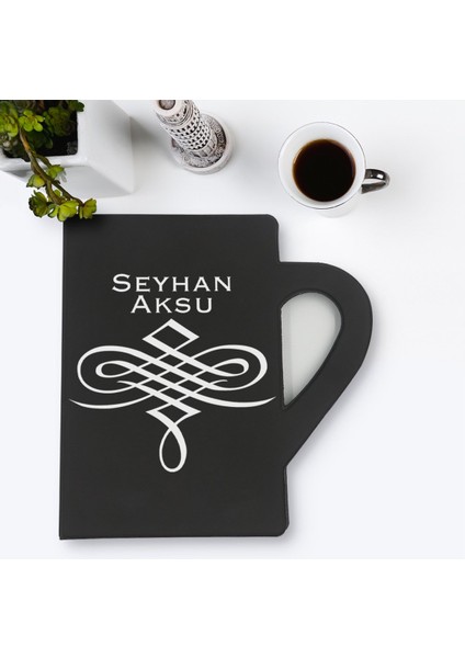 Kişiye Özel Isimli Kupa Şeklinde Siyah Termo Deri Defter Model 24 fiyatları