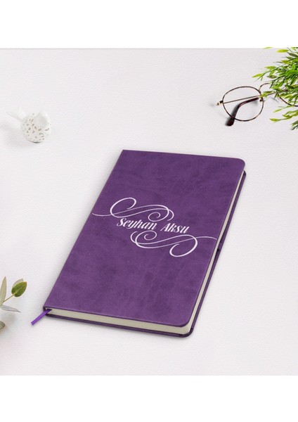 Kişiye Özel Isimli Mor Termo Deri Defter Model 3