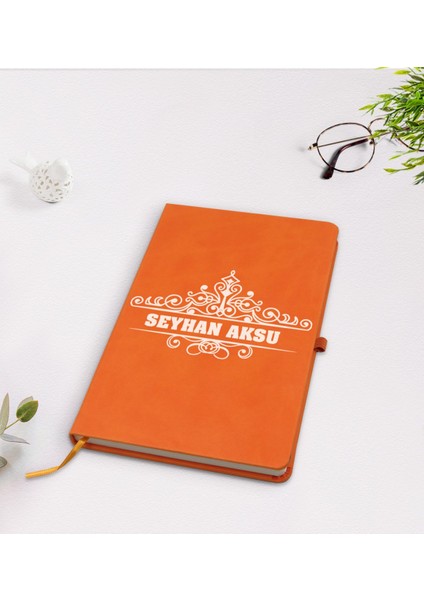 Kişiye Özel Isimli Turuncu Termo Deri Defter Model 32