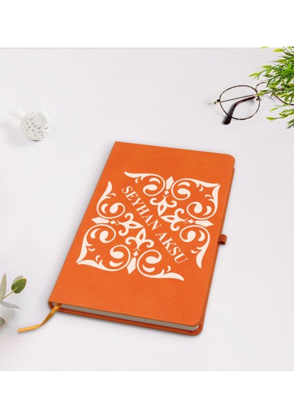 Kişiye Özel Isimli Turuncu Termo Deri Defter Model 10