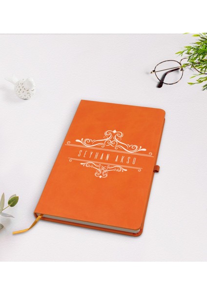 Kişiye Özel Isimli Turuncu Termo Deri Defter Model 8