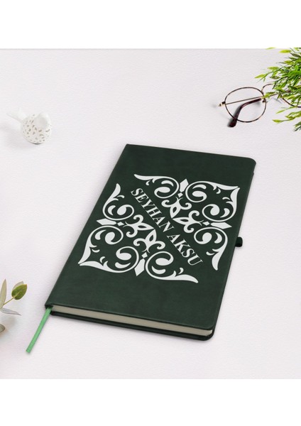 Kişiye Özel Isimli Yeşil Termo Deri Defter Model 10