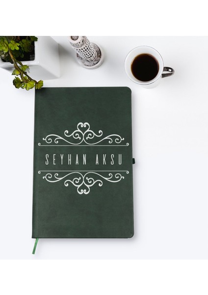 Kişiye Özel Isimli Yeşil Termo Deri Defter Model 9