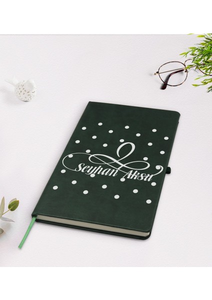 Kişiye Özel Isimli Yeşil Termo Deri Defter Model 4