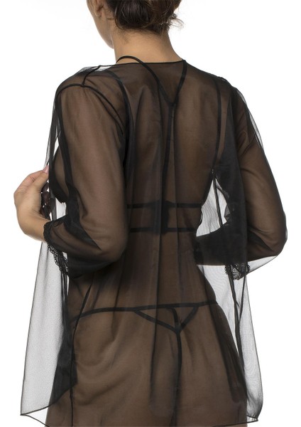 Silver Butterfly Transparan Bralet ve Sabahlık Takım indirimleri