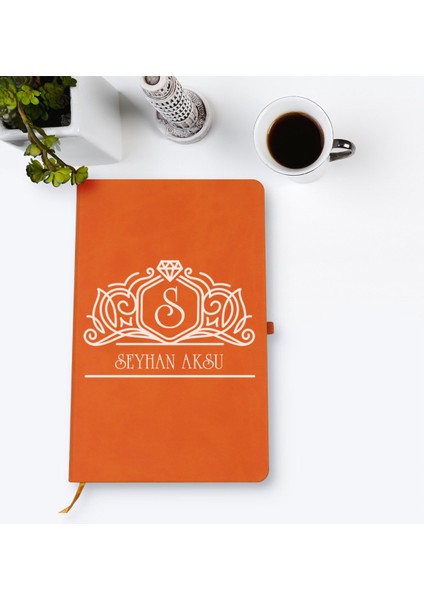 Kişiye Özel Isimli Turuncu Termo Deri Defter Model 13