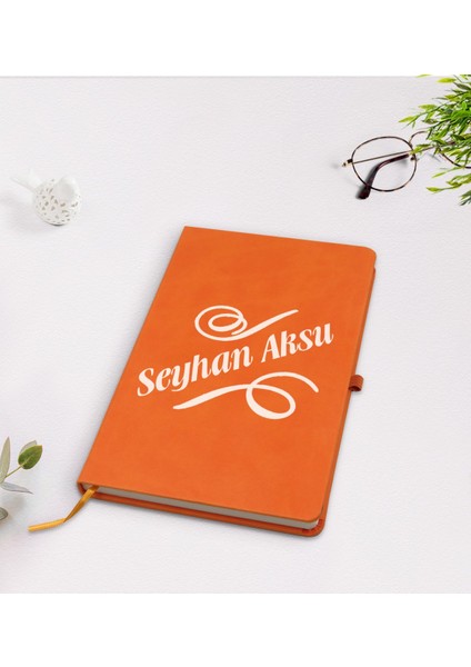 Kişiye Özel Isimli Turuncu Termo Deri Defter Model 5