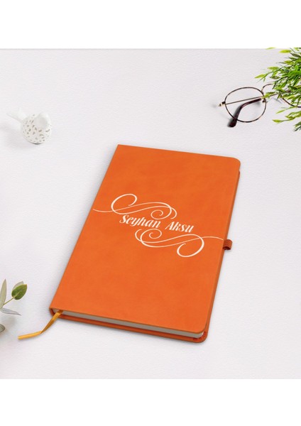 Kişiye Özel Isimli Turuncu Termo Deri Defter Model 3