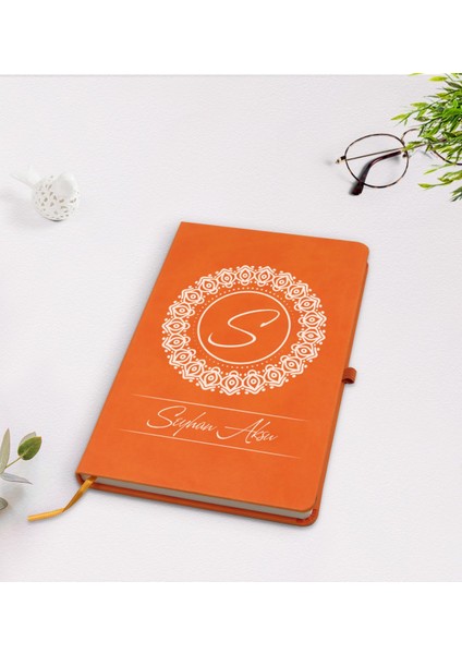 Kişiye Özel Isimli Turuncu Termo Deri Defter Model 2