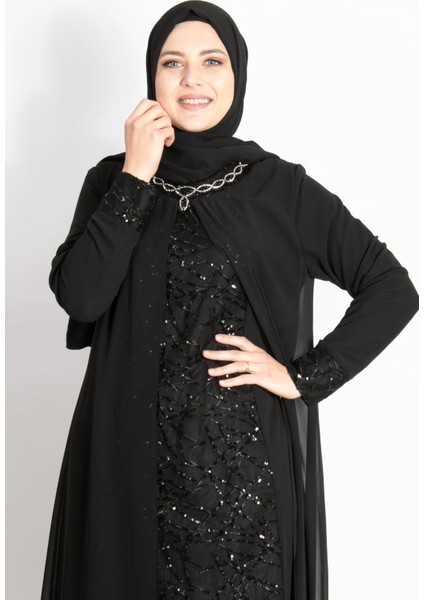 Pul Payet Detaylı Abiye Siyah MDA2218 fiyatları