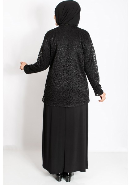 Dantel Detay Ceketli Abiye Takım Siyah MDA2208 indirimleri