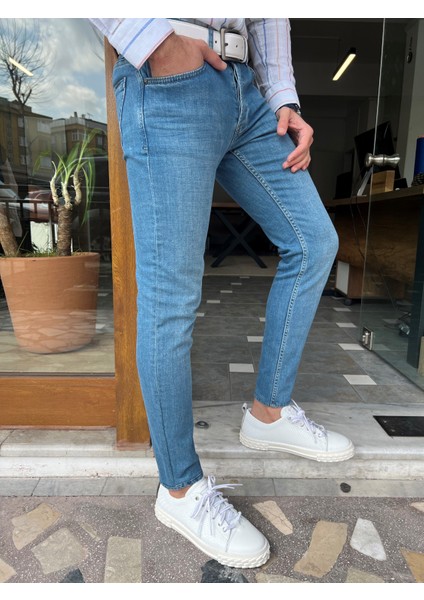 Taşlamalı Slim Fit Kot Pantolon