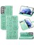 Dava Samsung Galaxy S21 Çevir Cüzdan Kabartmalı Kapak Etui Housse Kedi Köpek Desen - Yeşil 1