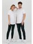Beyaz Unisex Pis Yaka Salaş T-SHIRT-TCPS001R2501S 2