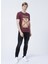 222 Lcm 242030 Kenway Bisiklet Yaka Slim Fit Baskılı Mürdüm Erkek T-Shirt 5