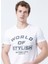 Bisiklet Yaka Slim Fit Baskılı Beyaz Erkek T-Shirt - 222 LCM 242021 Stylish 1