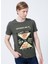 222 Lcm 242030 Kenway Bisiklet Yaka Slim Fit Baskılı Haki Erkek T-Shirt 1