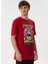 Bisiklet Yaka Oversized Baskılı Koyu Kırmızı Erkek T-Shirt - 222 Lcm 242033 Lowell 4
