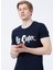 Bisiklet Yaka Slim Fit Baskılı Lacivert Erkek T-Shirt - 222 LCM 242065 London Logo 4