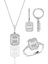 Gümüş Beyaz Altın Rodyumlu Baget Taşlı Çizgili Üçlü Set 1