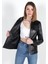 Selin Model Kadın Siyah Hakiki Deri Ceket 2