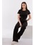 Zincir Detaylı Kısa Kol Eşofman Takımı Siyah - Meggy Serisi 2