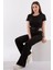 Zincir Detaylı Kısa Kol Eşofman Takımı Siyah - Meggy Serisi 3