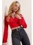 V Yaka Önü ve Beli Büzgülü Sandy Crop Bluz 3