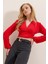 V Yaka Önü ve Beli Büzgülü Sandy Crop Bluz 5
