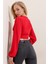 V Yaka Önü ve Beli Büzgülü Sandy Crop Bluz 8