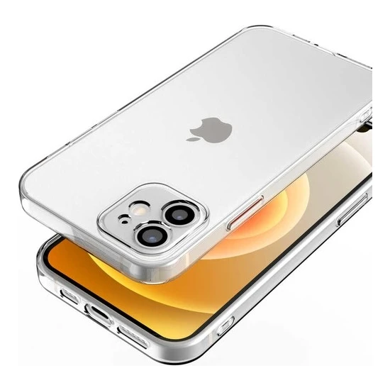Adaman iPhone 12 Için Kamera ve Köşe Korumalı Premium Şeffaf Sararmaz Kılıf