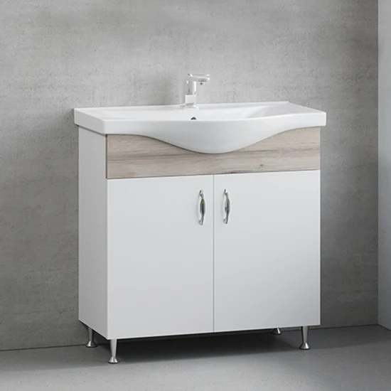 Denko Trend 80 cm Mdf Banyo Dolabı Alt Modül ve Seramik Lavabo