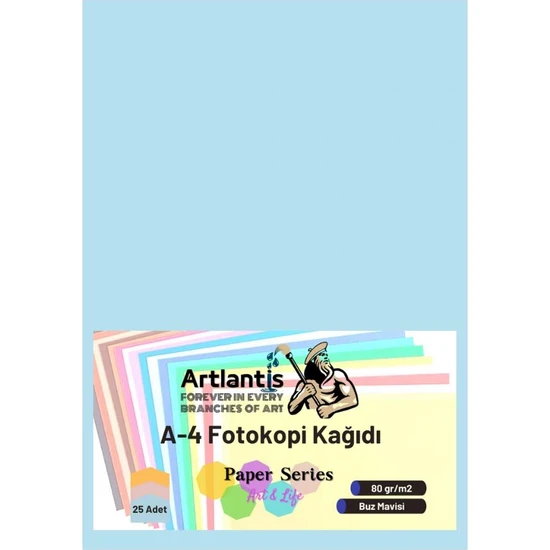 Artlantis Renkli A-4 Fotokopi Kağıdı 25 Li 1 Paket Artlantis Fotokopi Renkli A4 Kağıdı