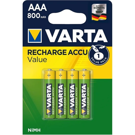 Varta 56613 Value 800MAH Aaa Şarj Edilebilir Ince Kalem Pil 4'lü Paket