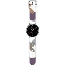 Kyver Amazfit Gts 2 42MM Uyumlu Desenli Silikon Kordon 20MM (Kahve-Mor)