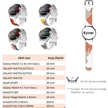 Kyver Amazfit Gts 2 42MM Uyumlu Desenli Silikon Kordon 20MM (Kahve-Mor)