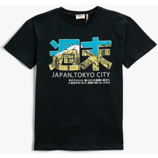Koton Tokyo Baskılı Kısa Kollu Bisiklet Yaka Tişört Pamuklu