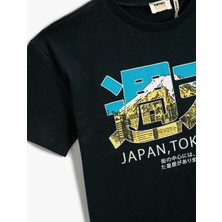 Koton Tokyo Baskılı Kısa Kollu Bisiklet Yaka Tişört Pamuklu