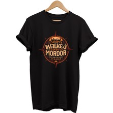 Remonz Lotr Yüzüklerin Efendisi Mordor'a Yürüdüm Baskılı %100 Pamuk Oversize T-Shirt